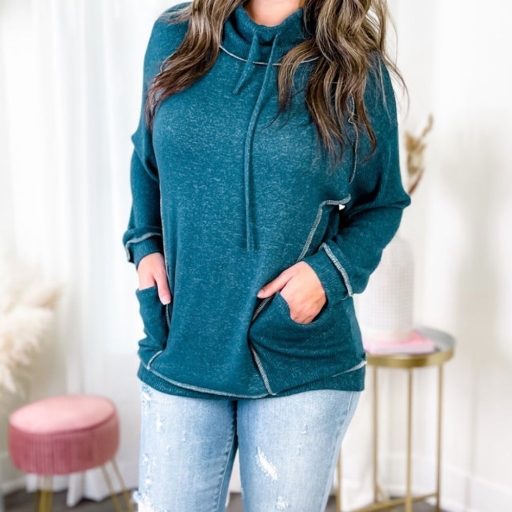 NWOT Loose Fit Cowl Neck L/S Pullover by Vanilla Bay, Color: Hunter, Size M